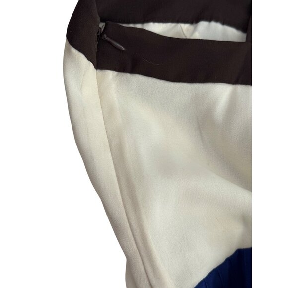 Milly Pleated Maxi Dress. Size 8. Blue/White Color Block Belted - Picture 16 of 16